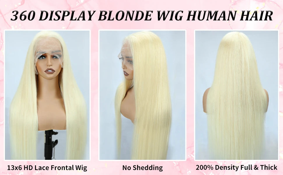 HD Transparent 613 Blonde Straight 13x5 13x6 Lace Front Human Hair Wigs For Women Colored Lace Frontal Wig PrePlucked Brazilian