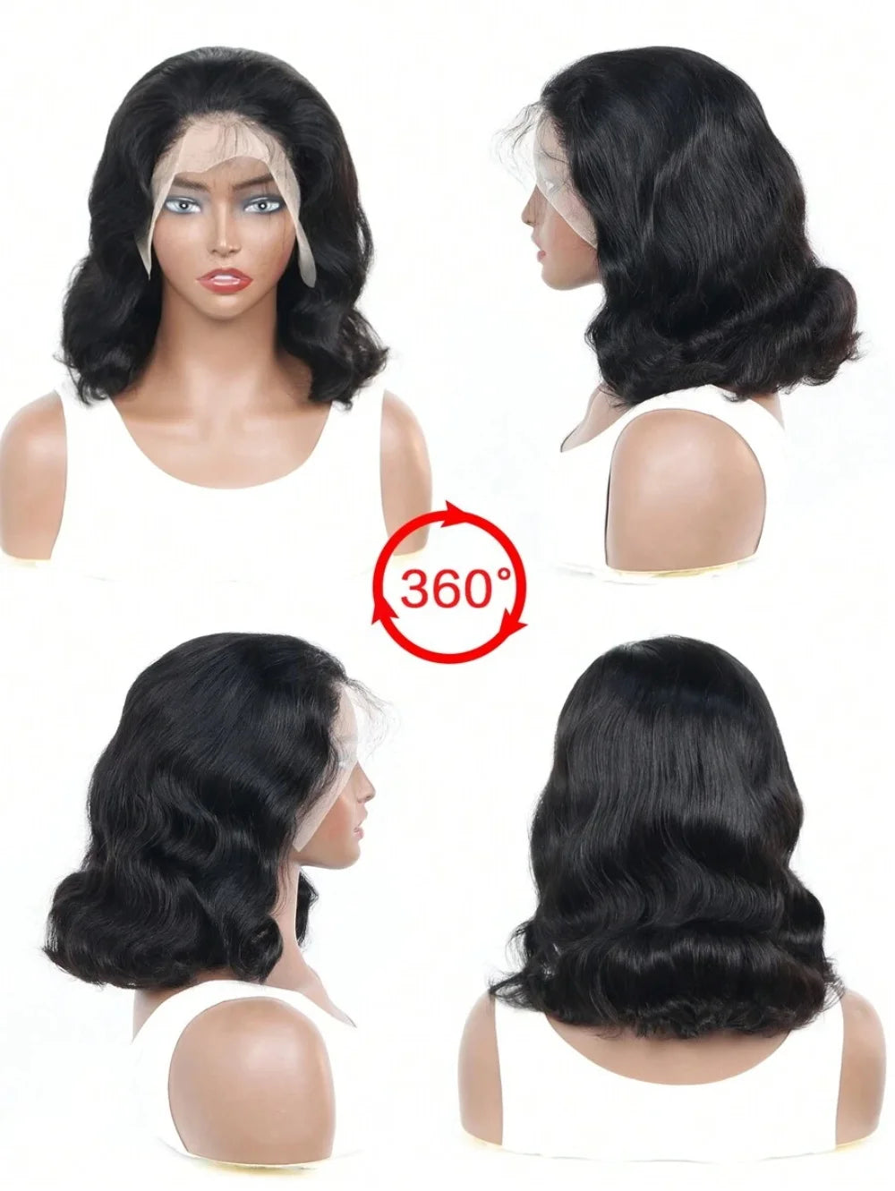 Body Wave Middle T Part Lace Front Bob Wig 13x4 Human Hair Wigs 180 Short Loose Body Wave T Part Lace Frontal Bob Wigs For Women