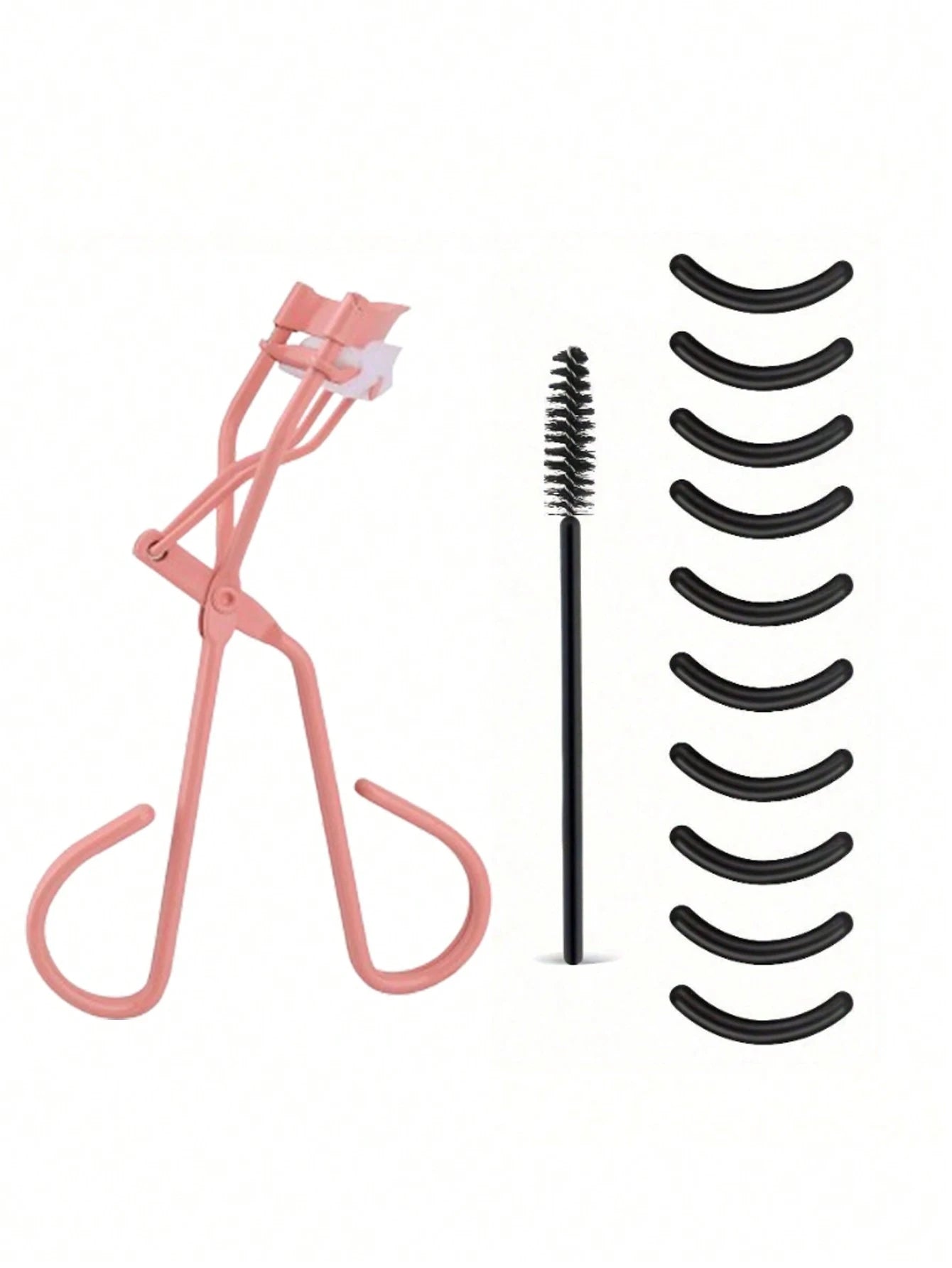 12pc Eyelash Curler With Built-In Comb For Long-Lasting Curled Lashes, Travel & Student Makeup Essential With 10 Silicone Pads