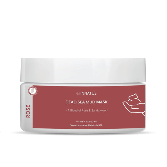 Dead Sea Mud Mask with Rose Oil – 4oz Detoxifying & Purifying Face Mask – Infused with Lemon & Sandalwood Oils for Acne Control