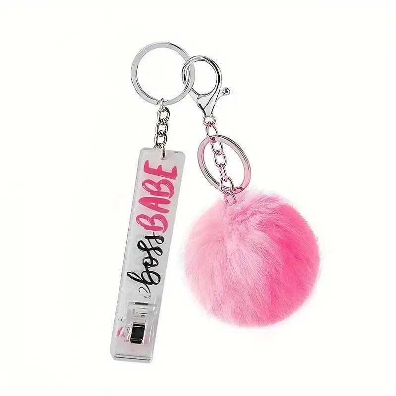Cute Ball Card Grabber Keychain Card Puller For Long Nail ATM Card Clip Contactless Card Extractor For Women