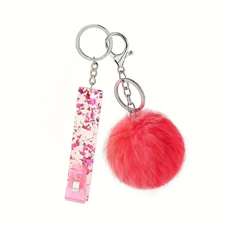 Cute Ball Card Grabber Keychain Card Puller For Long Nail ATM Card Clip Contactless Card Extractor For Women