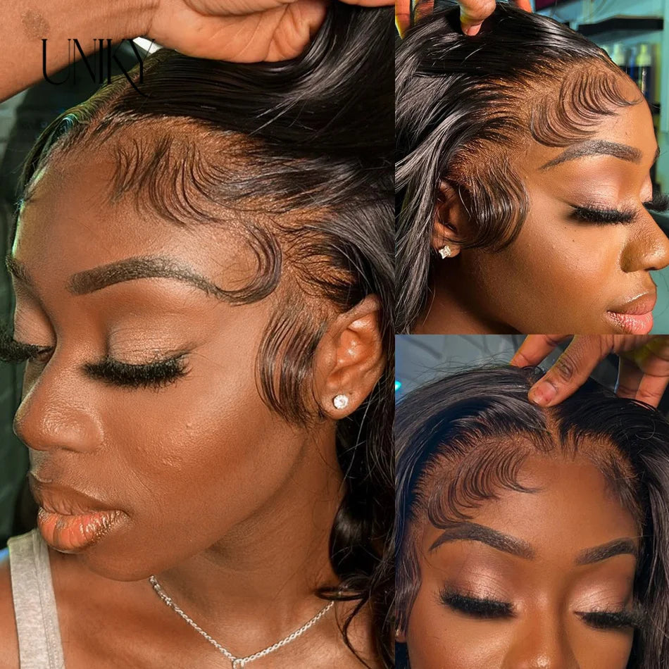 Body Wave Middle T Part Lace Front Bob Wig 13x4 Human Hair Wigs 180 Short Loose Body Wave T Part Lace Frontal Bob Wigs For Women